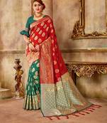 Turquoise Woven Art Silk Saree With Blouse