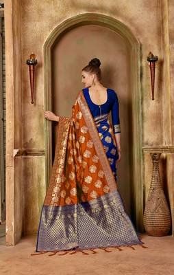 Blue Woven Art Silk Saree With Blouse 2