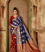Red Woven Art Silk Saree With Blouse