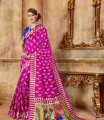 Pink Woven Art Silk Saree With Blouse