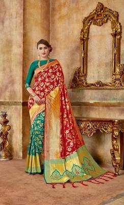 Green Woven Art Silk Saree With Blouse 1