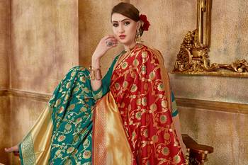 Green Woven Art Silk Saree With Blouse 5