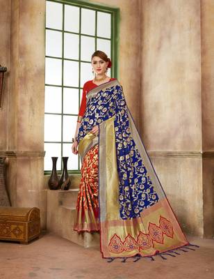 Orange Woven Art Silk Saree With Blouse 1