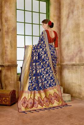 Orange Woven Art Silk Saree With Blouse 2