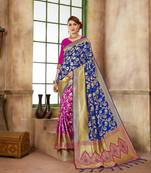 Pink Woven Art Silk Saree With Blouse