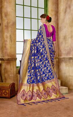Pink Woven Art Silk Saree With Blouse 2