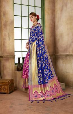 Pink Woven Art Silk Saree With Blouse 3
