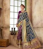 Purple Woven Art Silk Saree With Blouse