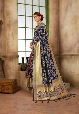 Purple Woven Art Silk Saree With Blouse 3