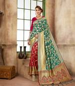 Red Woven Art Silk Saree With Blouse