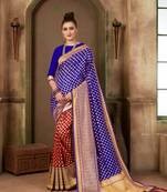 Blue Woven Art Silk Saree With Blouse