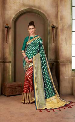 Green Woven Art Silk Saree With Blouse 1