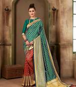 Green Woven Art Silk Saree With Blouse