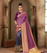 Purple Woven Art Silk Saree With Blouse