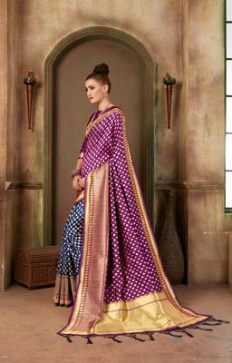 Purple Woven Art Silk Saree With Blouse 3