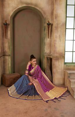 Purple Woven Art Silk Saree With Blouse 4