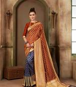 Orange Woven Art Silk Saree With Blouse