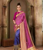 Pink Woven Art Silk Saree With Blouse