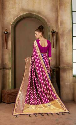 Pink Woven Art Silk Saree With Blouse 2