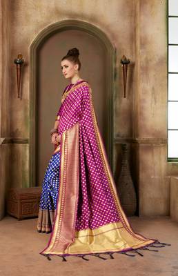 Pink Woven Art Silk Saree With Blouse 3