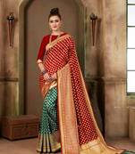 Red Woven Art Silk Saree With Blouse