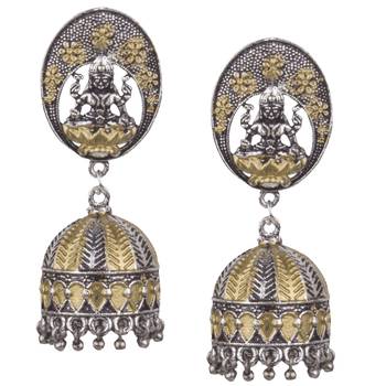 Silver Plated Mahalakshmi Handmade  Brass Jhumki Earring For Woman 1