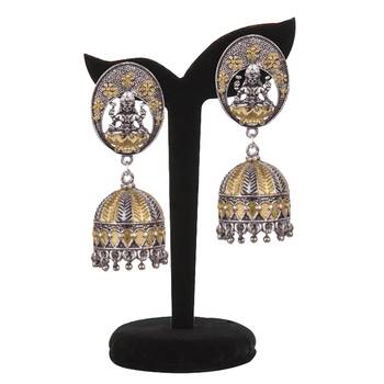 Silver Plated Mahalakshmi Handmade  Brass Jhumki Earring For Woman 3