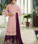 Light-pink embroidered faux georgette salwar