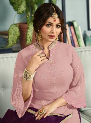 Light-pink embroidered faux georgette salwar 2