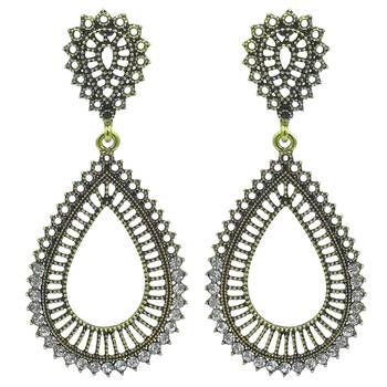 Oxidized Gold Plated Corrode Collection Earrings In Vintage Finish Alloy Dangle Earring For Girl/Women 1