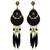 Fashion Gold Plated Unique Floral Design, Black Feather Tassel Chain Pair Of Fascinating Dangle Earrings For Women/Girls