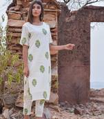 White Kurta with ankle length Pants