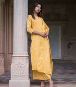 Yellow plain cotton kurta