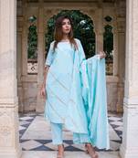 Rama gota dress with gota work dupatta and pants