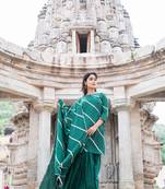 Bottle Green Gota dress with Gota work dupatta and Sharara