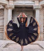 Hand Block Printed Anarkali Set with Mukaish Work