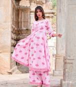 Light-pink printed cotton kurta sets