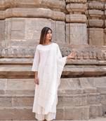 White plain cotton kurta with chunni