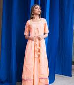 Peach plain cotton kurta