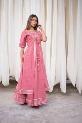 pink plain cotton kurti 1