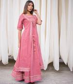 pink plain cotton kurti