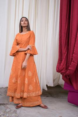 brown plain cotton kurti 1