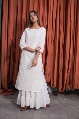 White plain cotton kurta 1