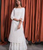 White plain cotton kurta