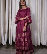 Purple plain cotton kurta