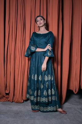 dark-green plain cotton kurti 1