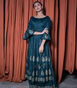 dark-green plain cotton kurti