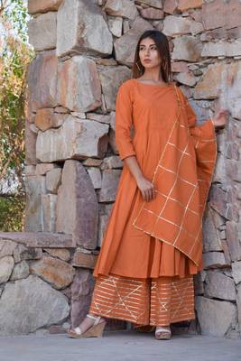 Ethnic Mukaish Work Kurta Plazzo And Dupatta 1