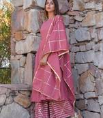 Pink plain cotton kurta sets