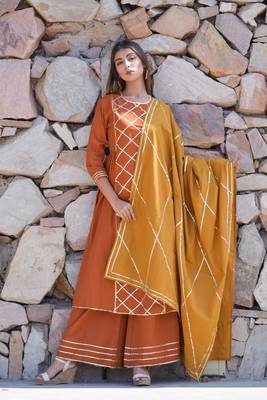 Ethnic Gota Work Kurta Plazzo And Dupatta 1